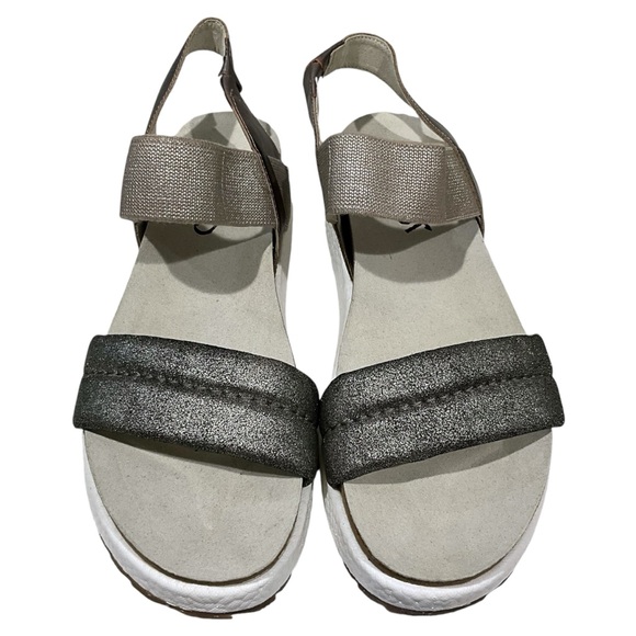 OTBT Libra Silver Wedge Sandals Size 10M Platform Leather Lug Sole Boho NWOT - Picture 2 of 10